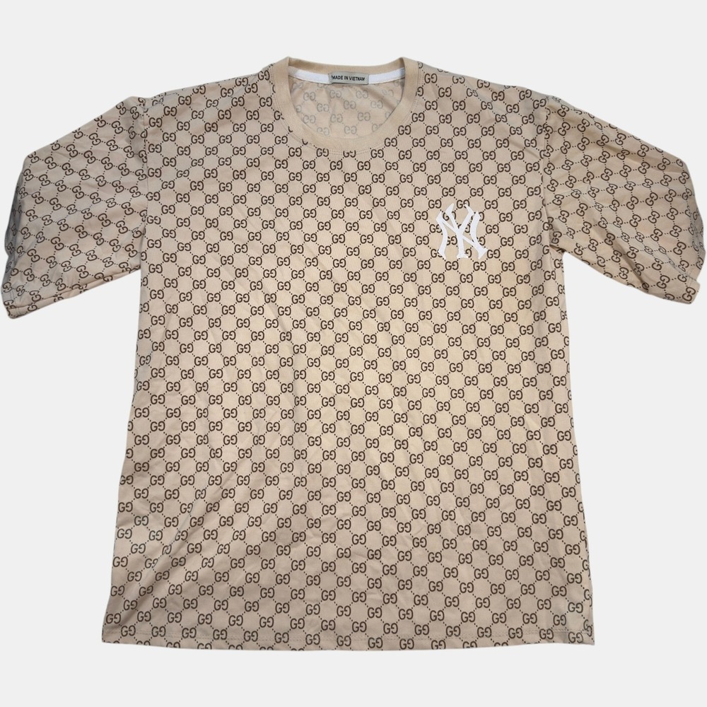 Beige Logo Monogram Short Sleeve Tee
